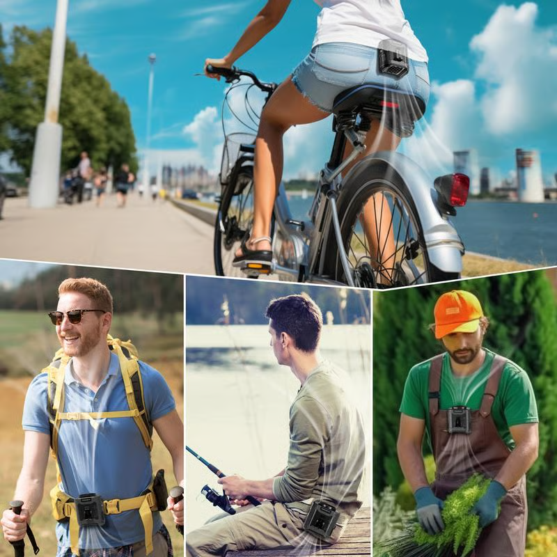 Ventilador portátil, ventilador de cintura recargable por USB con clip y banco de energía, ventilador personal para viajes al aire libre y campamentos