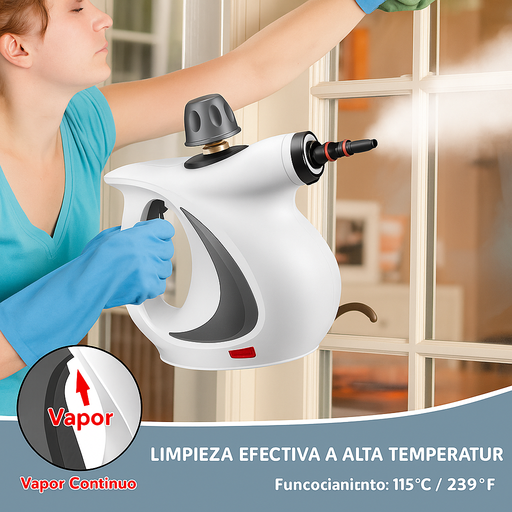 Limpiador a vapor de mano para el hogar - Juego de accesorios