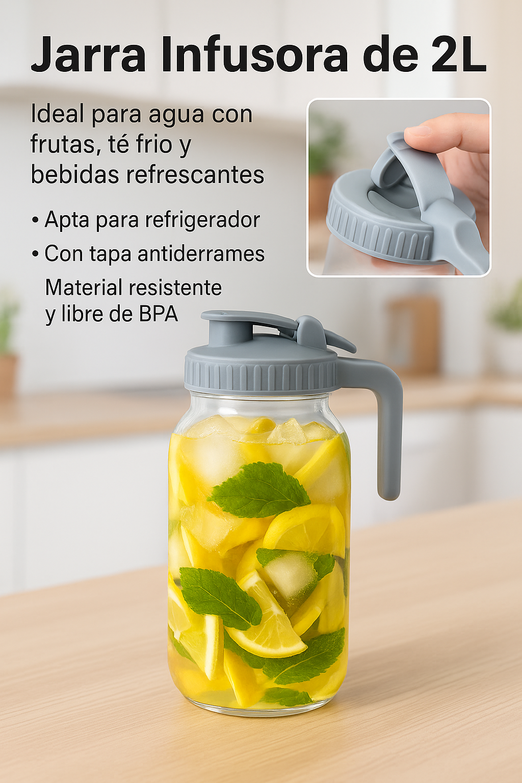 Botellas de bebidas y jugo con asa y tapas Boca ancha Bebida directa para adultos