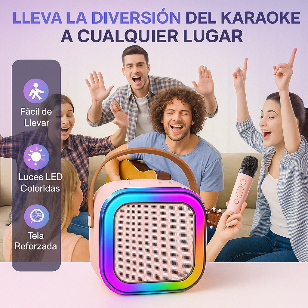 Altavoz Karaoke Inalámbrico Portátil Mini K12 con Doble Micrófono de Alta Calidad