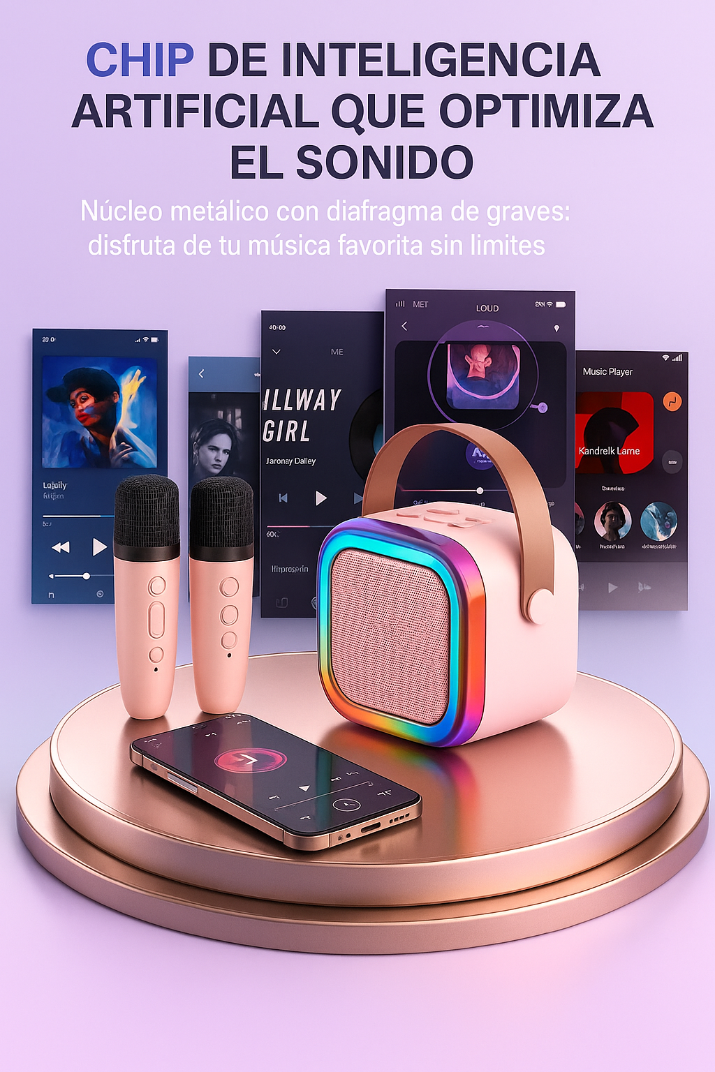 Altavoz Karaoke Inalámbrico Portátil Mini K12 con Doble Micrófono de Alta Calidad