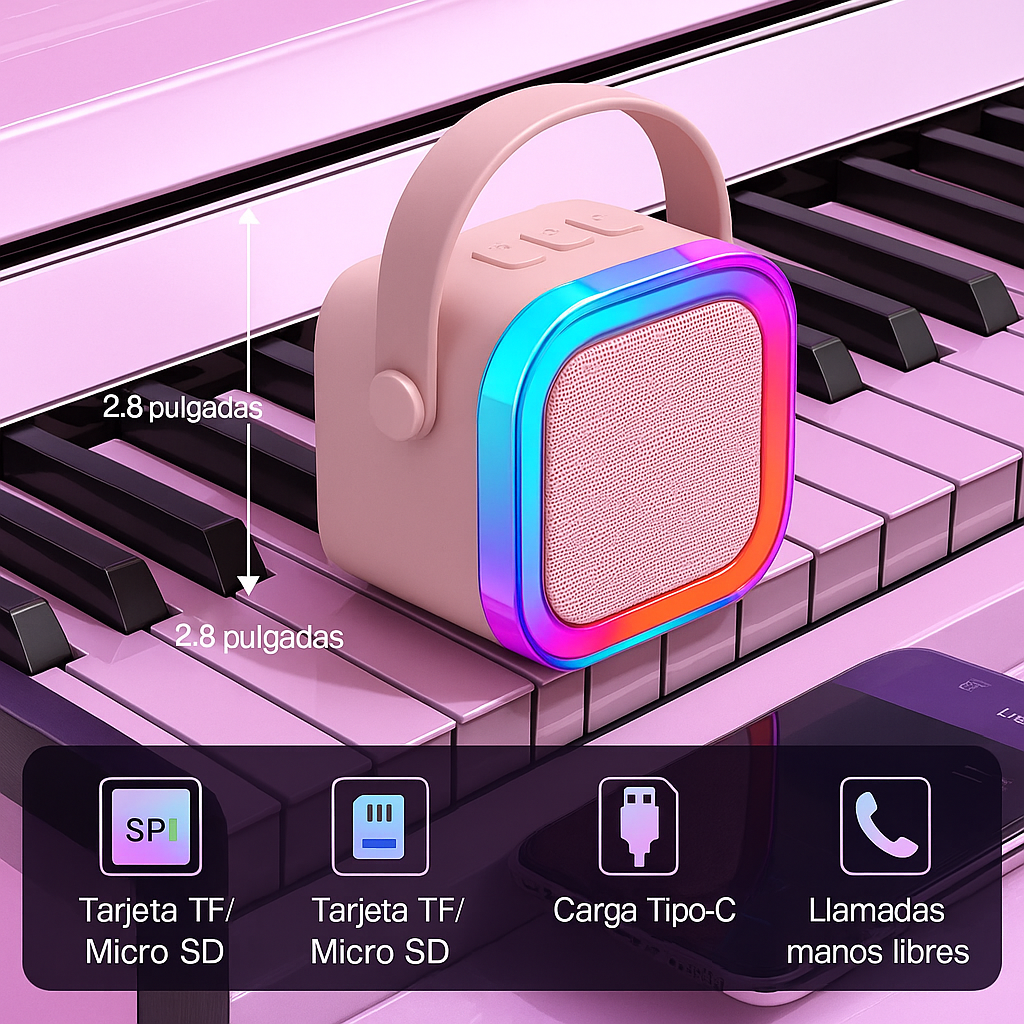 Altavoz Karaoke Inalámbrico Portátil Mini K12 con Doble Micrófono de Alta Calidad