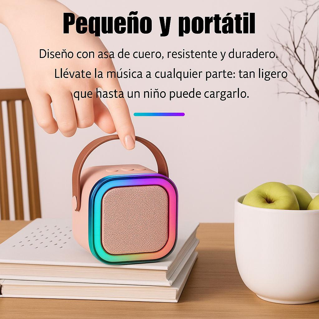 Altavoz Karaoke Inalámbrico Portátil Mini K12 con Doble Micrófono de Alta Calidad