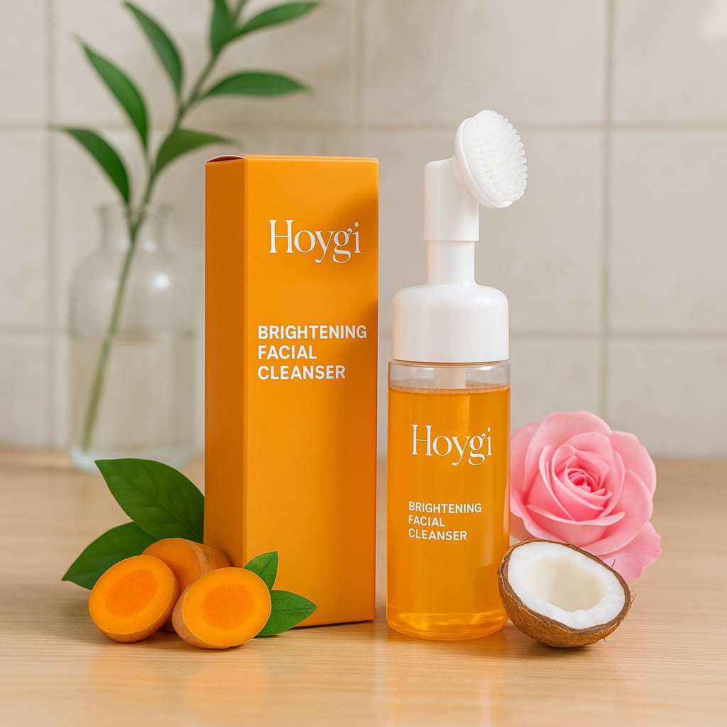 Etiqueta privada HOYGI Reparación de limpieza profunda Acné Iluminador Ácido Kójico Limpiador de cúrcuma Espuma de lavado de cara 100ml