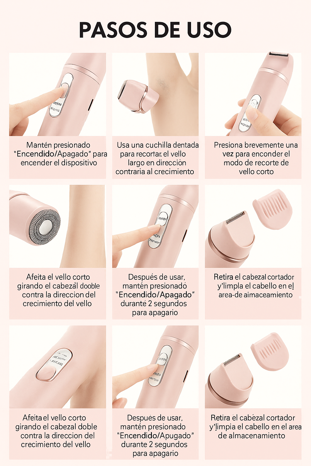 Afeitadora eléctrica 2 en 1 para mujer, 1 caja recargable y accesorios, recortadora corporal para uso en seco y húmedo, ideal para casa y viajes, Halloween y Navidad.