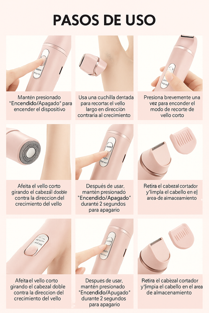 Afeitadora eléctrica 2 en 1 para mujer, 1 caja recargable y accesorios, recortadora corporal para uso en seco y húmedo, ideal para casa y viajes, Halloween y Navidad.