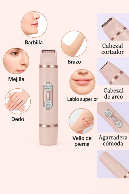 Afeitadora eléctrica 2 en 1 para mujer, 1 caja recargable y accesorios, recortadora corporal para uso en seco y húmedo, ideal para casa y viajes, Halloween y Navidad.