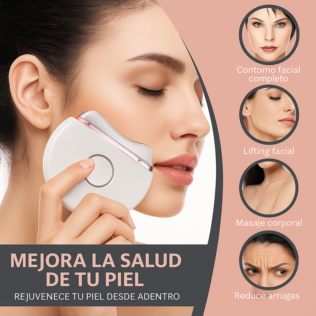 Máquina de belleza Facial portátil Popular 2024, uso doméstico, 3 luces LED, herramienta de masaje EMS Guasha para el cuidado de la piel con función de ajuste